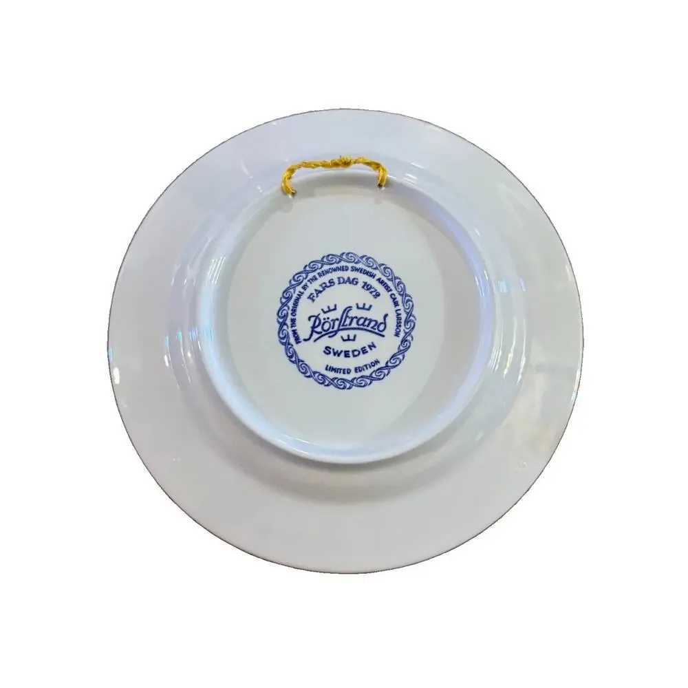 Rorstrand Sweden Fars Dag 1972 Fathers Day Blue White Collector Plate 8.5